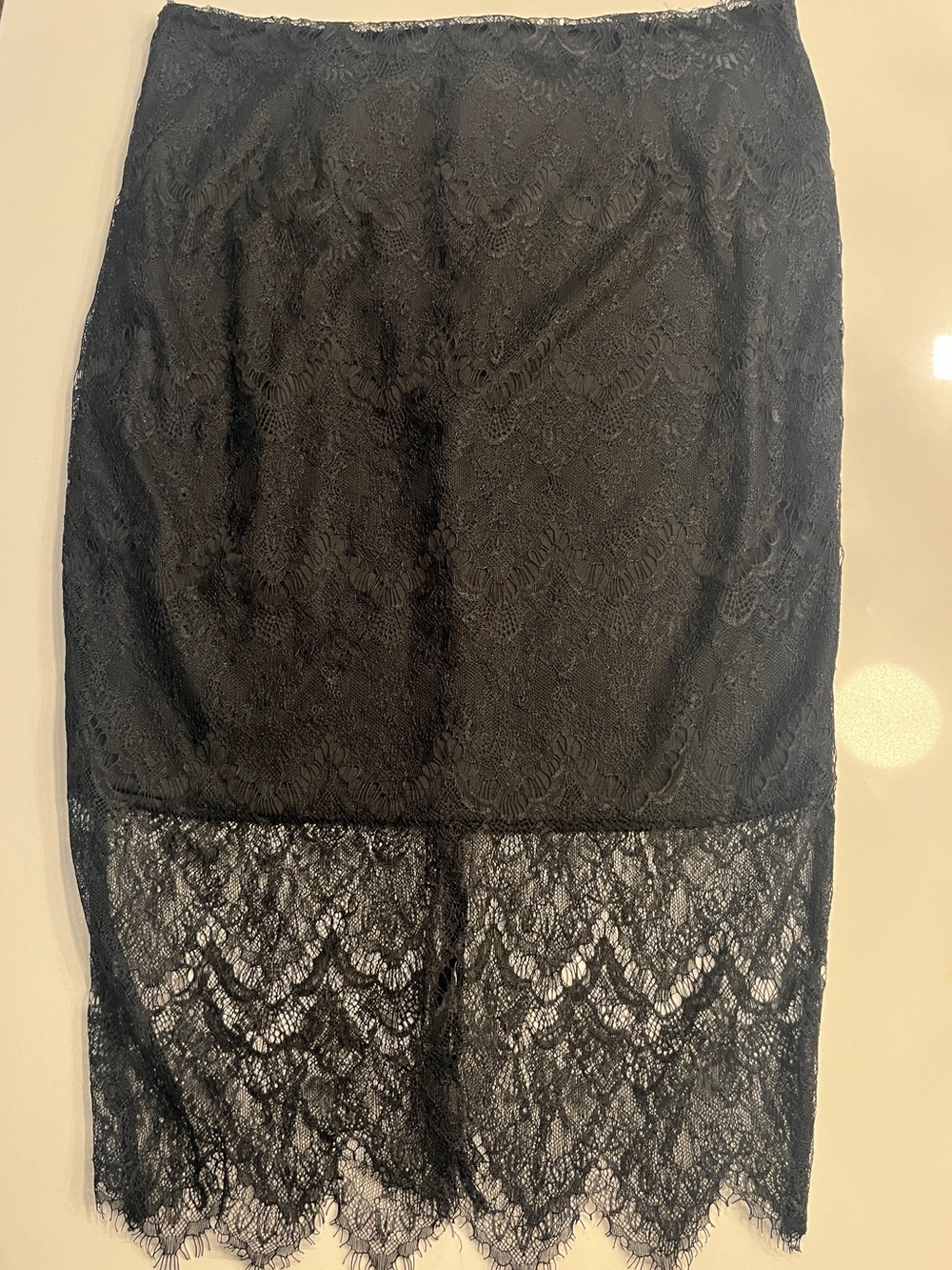 Kardashian Kollection Black Lace Eyelash Pencil Skirt
